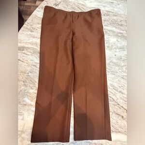 Alfred Dunner Pull On Pants Size 10 Brown Elastic Waist Straight Leg